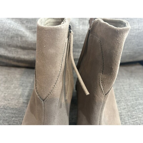 Toms Lunata Suede Ankle Boot Womens 11 Stacked Heel Taupe - Picture 6 of 11